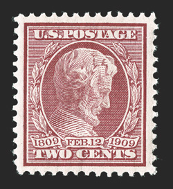 369, 2c Lincoln on bluish paper, precisely centered within large balanced margins, rich color on strongly blued paper, o.g., n.h., extremely fine.