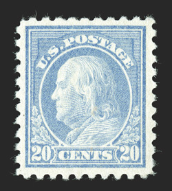 438, 20c Ultramarine, uncommonly well centered within large margins, fresh color, o.g., n.h., extremely fine 1979 and 2006 PF certificates.