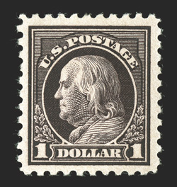 460, $1.00 Violet black, unusually wide margins and exceptionally well centered within them, rich luxuriant color and deeply etched impression, o.g., l.h., extremely fine and
handsome 2000 PF certificate.