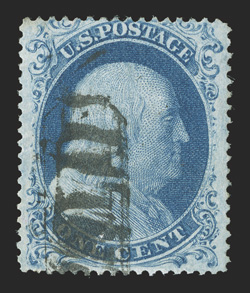 20, 1c Blue, Ty. II, used with boxed Paid cancel, well centered, strong color on fresh white paper, very fine.