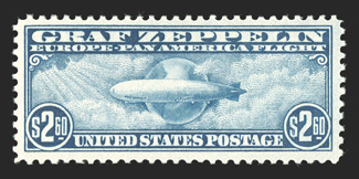 C13-15, 65c-$2.60 Graf Zeppelins cplt., well centered and fresh, o.g., lightly hinged, very fine-extremely fine each accompanied by a 2009 PSE certificate (65c XF 90 OGph,
other two VF-XF 85 OGph total SMQ $1,095.00).