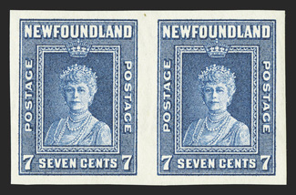 245a-248a, 1938 2c-7c Royal Family, imperforate cplt. in horizontal pairs, large margins all around, bright colors, o.g., n.h., very fine (Unitrade
C$900.00).