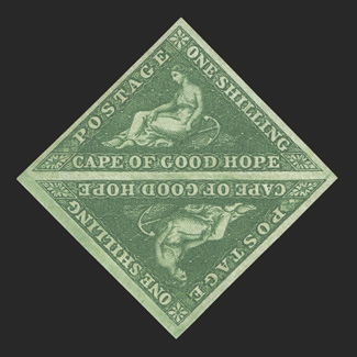 S.G. 8b, 1859 1- Dark green on white paper, mint pair, large margins, deeply rich color and a highly detailed impression, full o.g., lightly hinged, extremely fine and choice
1994 Holcombe certificate (Scott 6a $700.00+).