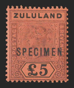 S.G. 20s-29s, 1894 ½p-£5 Queen Victoria tablets, with Specimen overprint cplt., bright fresh colors throughout, o.g., all but the 26 value are never hinged, very fine
set.