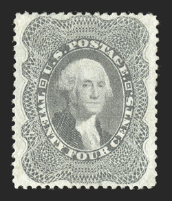 37a, 24c Gray, select unused example, wonderfully well centered amid generous margins, strong color and impression on crisp white paper, extremely fine 1993 PF
certificate.