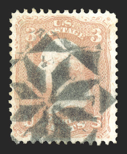 65, 3c Rose, single with fresh color and nicely centered, cancelled by a fancy radial geometric of Bridgeport, Ct. (S-E G-E-R47), very fine and most attractive 2010 PF
certificate.