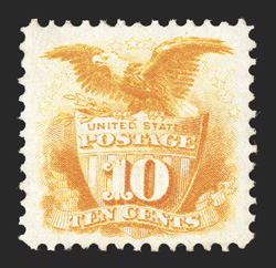 116, 10c Yellow, unused, radiant rich color on fresh white paper, excellent centering within generous margins, extremely fine 1984 PF certificate.