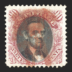 122, 90c Carmine and black, well centered and margined, fresh colors, cancelled solely by a red cork, which is most unusual and desirable on this high value, very fine 2009 PSE
certificate.