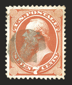 160, 7c Vermilion, used, excellent centering within large margins, brilliant color and a strong impression, extremely fine and choice 2007 PF certificate.