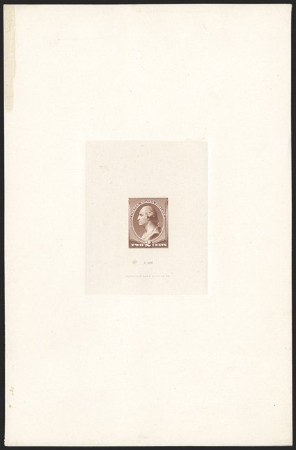 210P1, 2c Red brown, large die proof, die sunk on full sized 144x222mm card, with C-95 reference number and American Bank Note Co. N.Y. imprint, fresh and extremely
fine.