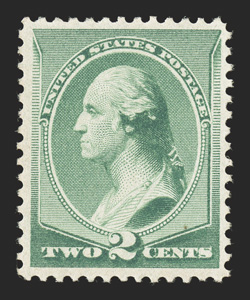 213, 2c Green, gem mint single, near perfect centering within balanced margins, bright and fresh, o.g., n.h., extremely fine.