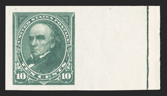 258a, 10c Green imperforate, an eye-catching right sheet-margin single, with an impressively large selvage, other margins also particularly large, deep prooflike color and
impression, o.g., n.h., extremely fine 2010 PF certificate (Superb 98 XQ
