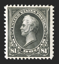 261, $1.00 Black, Ty. I, well centered within wide margins, strong color, o.g., n.h., natural gum crease, very fine 2010 PF certificate for the block of ten from which this
came.