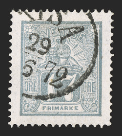 15, 1869 17o Gray, perfectly centered, rich color, neat c.d.s. cancel, extremely fine a highly select used example 2010 PF certificate (Facit 15c SK 6,500).