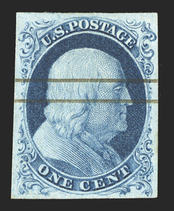 8A, 1c Blue, Ty. IIIa, position 59R4, a choice used example of this highly collectible and important position, being the only example on the plate where the right plume at
bottom is almost complete and unburnished (see Neinken pages 273-74), fou