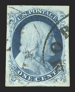 6b, 1c Blue, Ty. Ic, position 82R4, a stunning gem used example of this rare and distinctive type, featuring lavishly large and well balanced margins all around, sumptuously
rich color and an excellent clarity of impression on immaculate paper,