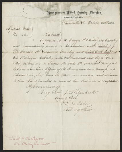 Estes, Llewellyn G. American soldier (1843-1905) served on the staff of cavalry commander Gen. Judson Kilpatrick outside Atlanta, led a charge across a burning bridge that
scattered a vastly superior enemy force, for which he was awarded the Me