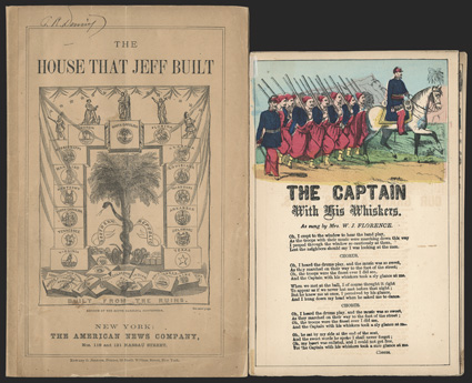 Union Patriotic Publications Pair of desirable war-date items. Six Military and Patriotic Illustrated Songs, NY and Washington, Charles Magnus, no date. 8vo, folding out into
six leaves. Includes tinted illustrated lyrics to Our Grandfath