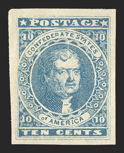 2b, 10c Dark blue, Hoyer & Ludwig printing, a highly desirable mint single, with large balanced margins on all four sides, rich color and a fine detailed impression, full o.g.,
lightly hinged, extremely fine an uncommonly choice example of this