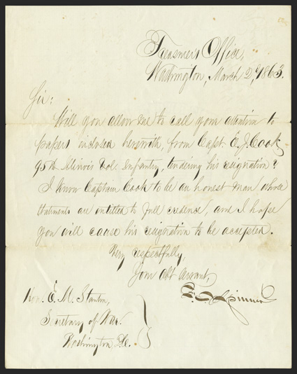 Vicksburg: Francis S. Spinner United States treasurer, appointed by Abraham Lincoln (1802-90) began the practice of employing women in that department earlier, a US
Representative from NY known for his distinctive signature, which appeared on