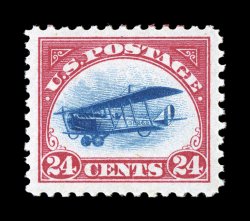 C3, 24c Carmine rose and blue, exceedingly well centered within particularly large margins, brilliantly rich colors, o.g., n.h., extremely fine 2007 PSE certificate (XF 90 SMQ
$260.00).