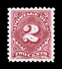 J60, 2c Rose, exceedingly well centered within especially wide margins, bright rich color and a clean impression on fresh white paper, o.g., lightly hinged, extremely fine and
choice a particularly challenging stamp to find this well centered a