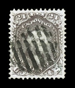 70, 24c Red lilac, a gorgeous used single of this always challenging value, being impeccably well centered within uncharacteristically large margins, just as impressive is this
stamps strikingly intense color and impression on brilliantly white