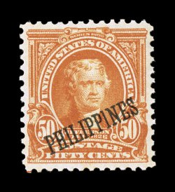 236, 50c Orange, extraordinarily well centered within large margins, deep vibrant color and a crisp detailed impression, fresh clean o.g., barest trace of hinging (if any),
extremely fine seldom encountered in this gem quality 2007 PF certific