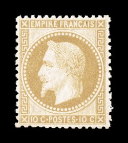 32, 1867 10c Brown on yellowish, Ty. II by Yvert with large periods in the bottom value tablet, a pristine mint single, possessing select centering, luxurious fresh color and
impression, flawless o.g., never hinged, extremely fine unusually cho