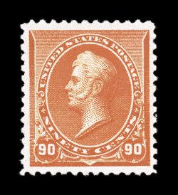 229, 90c Orange, lovely centering within unusually large margins, deep intense color and a prooflike impression, o.g., just a faint trace of a hinge mark, extremely fine 2007 PF
certificate.