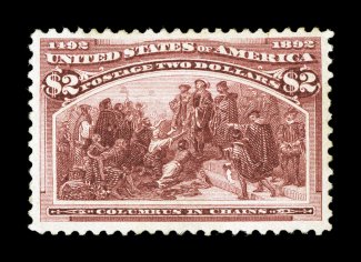 242, $2.00 Columbian, an especially handsome mint example that is marvelously well centered and margined, deep luxuriant color, full o.g., extremely fine 1984 PF certificate
ex-Vreeland.