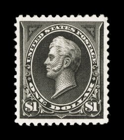 261A, $1.00 Black, Ty. II, an incredibly well centered and margined mint example of this truly rare stamp, possessing extravagantly wide and even margins all around, intense jet
black color and a deeply etched impression on bright paper, espec
