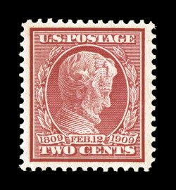 369, 2c Lincoln on bluish paper, a highly desirable mint example that is extraordinarily well centered within exceedingly wide margins, strong color and impression, o.g., n.h.,
extremely fine 2007 PSE certificate (XF 90 SMQ $800.00).
