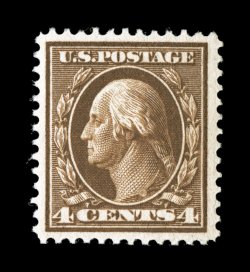 377, 4c Brown, lovely mint single, uncommonly well centered and margined, lovely rich color, pristine o.g., n.h., extremely fine 2004 PSE certificate.