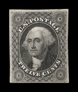 17, 12c Black, scarce unused example, three large margins, just into the design at the bottom, strong color and impression, regummed, fine 2007 PF certificate.