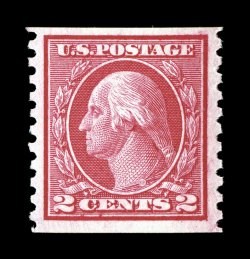 453, 2c Carmine rose rotary coil, Ty. I, perf. 10 vert., well centered within wide margins, bright color, o.g., n.h., choice very fine 1989 PF certificate.