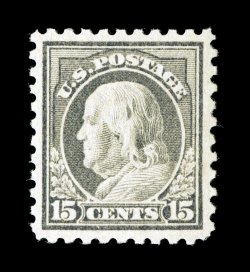 475, 15c Gray, well centered within large margins, fresh color and paper, o.g., n.h., extremely fine 1985 PF certificate for a block of four, this being the bottom right
stamp.