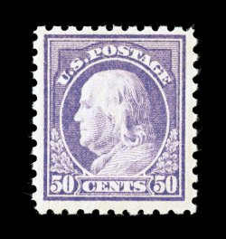 477, 50c Light violet, nicely centered within uncharacteristically large margins, strong color and impression, o.g., n.h., very fine never hinged post office fresh examples of
this stamp are quite elusive 1999 PF certificate.