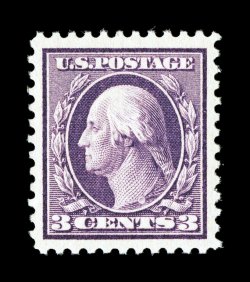 501, 3c Light violet, Ty. I, an extraordinary mint single, featuring extravagantly large and wonderfully well balanced margins all around, in addition its color is truly
radiant, with a strong impression on bright white paper, pristine o.g., n.h