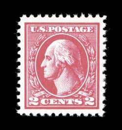 528A, 2c Carmine offset, Ty. VI, pretty mint single, possessing radiant color and a crisp detailed impression on the brightest paper possible, plus it is extraordinarily well
centered within lavish margins, pristine o.g., n.h., an extremely fine