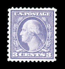 541, 3c Violet coil waste, a most impressive mint example of this especially difficult coil waste stamp, being incredibly well centered within much larger margins than typically
encountered, bright color on fresh white paper, o.g., n.h., extreme
