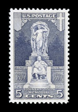 628, 5c Ericsson Memorial, gem mint example that is perfectly centered within large margins, extraordinarily bright and fresh, o.g., n.h., extremely fine 2007 PSE certificate
(Superb 98 SMQ $425.00).