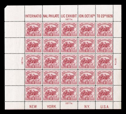 630, 2c White Plains souvenir sheet, pristine mint example, remarkably well centered throughout the sheet, exceedingly bright and fresh, o.g., n.h., extremely
fine.