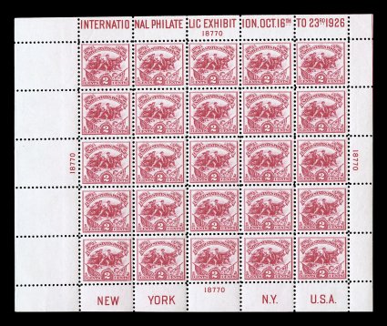 630, 2c White Plains souvenir sheet, premium mint example, exceptionally well centered throughout the sheet, strong color, crisp and intact, o.g., n.h., extremely fine an
unusually choice sheet.