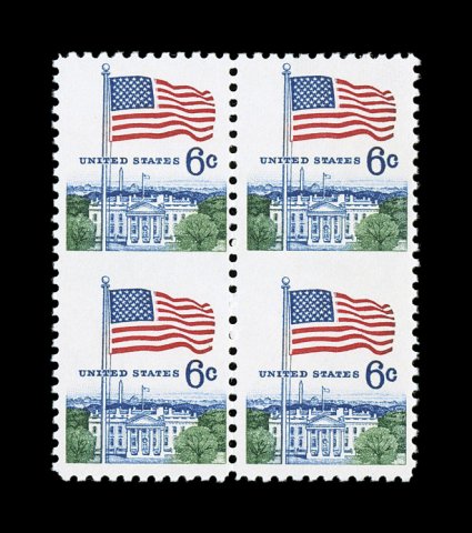 1338k, 6c Flag over White House, vertical pair, imperforate between, two such pairs in a block of four, o.g., n.h., very fine less than 50 pairs have been reported 1989 PF
certificate  ex-Floyd.