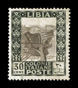 Sassone 27c, 1921 30c Black and brown on watermarked paper, center inverted, choice mint single of this popular error, exceptionally well centered, fresh with deep rich colors,
plus nice even perforations, o.g., very fine a handsome example of