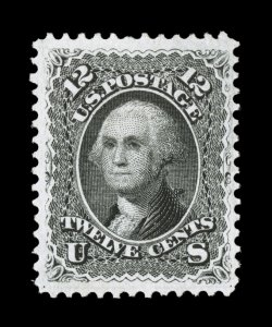 69, 12c Black, handsome unused example, exceptionally large and well balanced margins all around, strong color and impression on bright white paper, extremely fine 2007 PF
certificate.