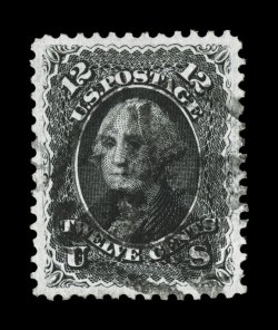 69, 12c Black, a highly select used example that is marvelously well centered amid lavishly large margins, plus its color is especially deep and intense, outstanding impression
on bright white paper, extremely fine used gem 1994 PF certificate