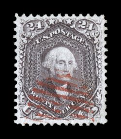 70, 24c Red lilac, used, well centered within large margins, sumptuously rich color and an excellent clarity of impression on pristine white paper, mostly face-free red grid
cancel, extremely fine 1986 and 2005 PF certificates.