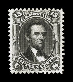 108, 15c Black re-issue, unused, well centered although reperforated at left, rich re-issue color and impression, very fine appearance 2007 PSE certificate.